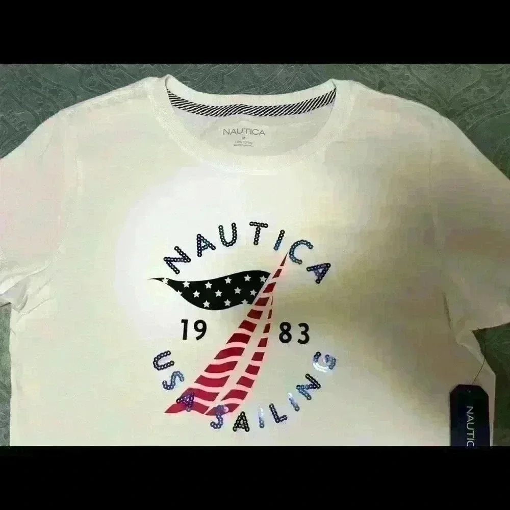 Nautica Womens SOLID CREWNECK T-SHIRT Size M - Picture 2 of 3